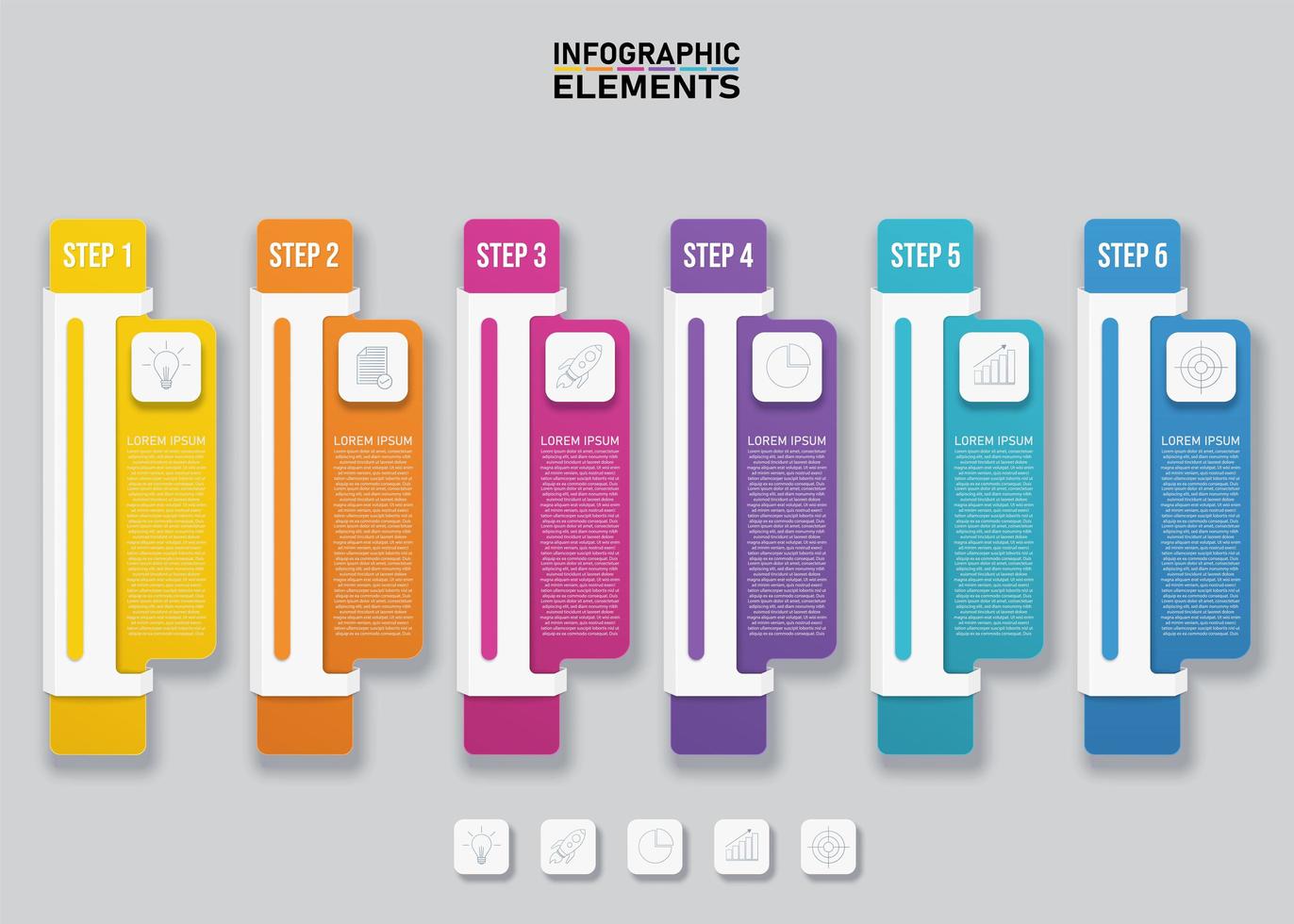 Colorful infographic vertical banners with 6 options vector