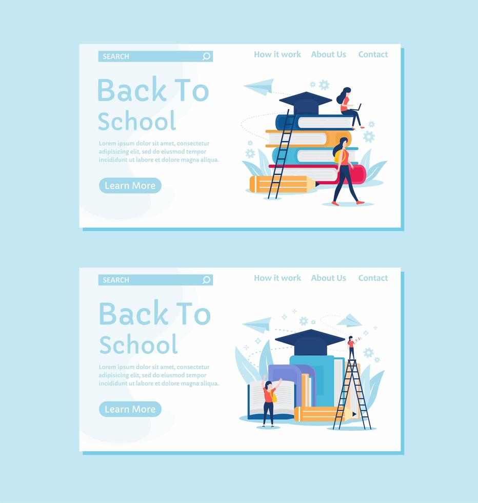 Soft blue back to school landing page vector