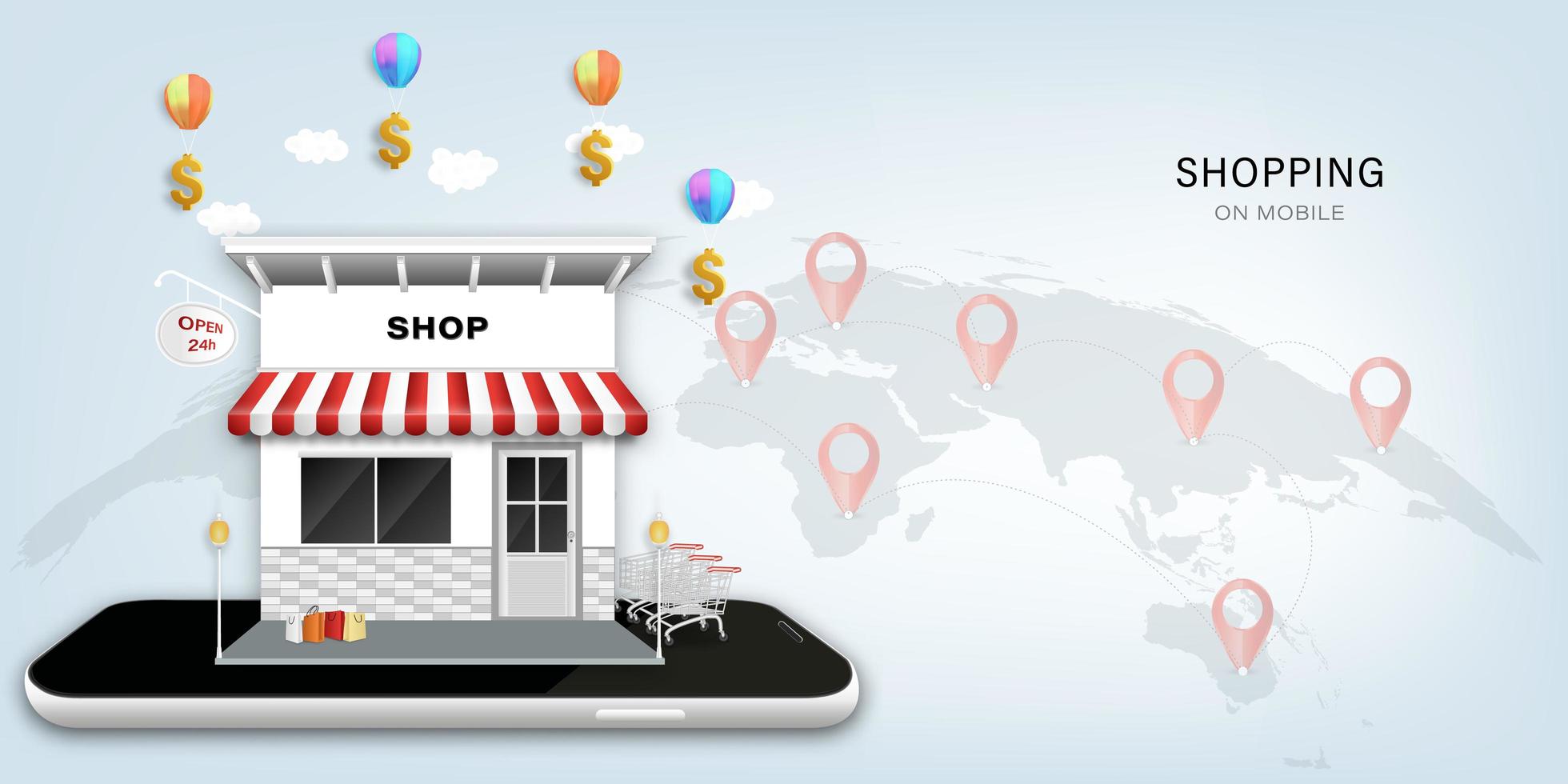 Mobile shop concept vector