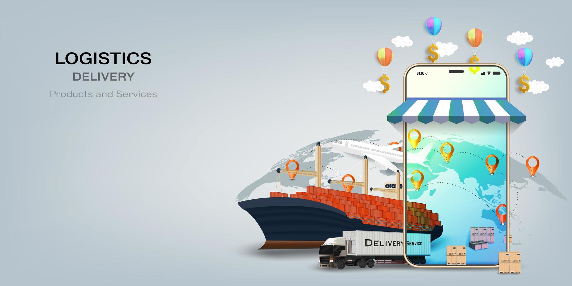 Logistics online delivery service concept vector