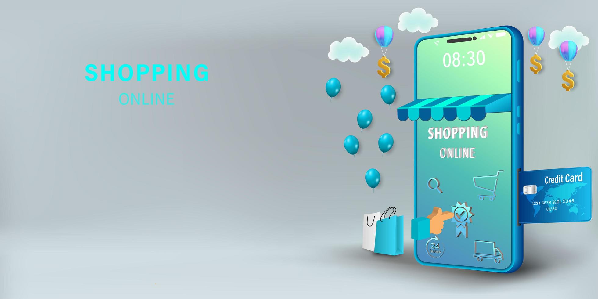 Shopping online on mobile concept vector