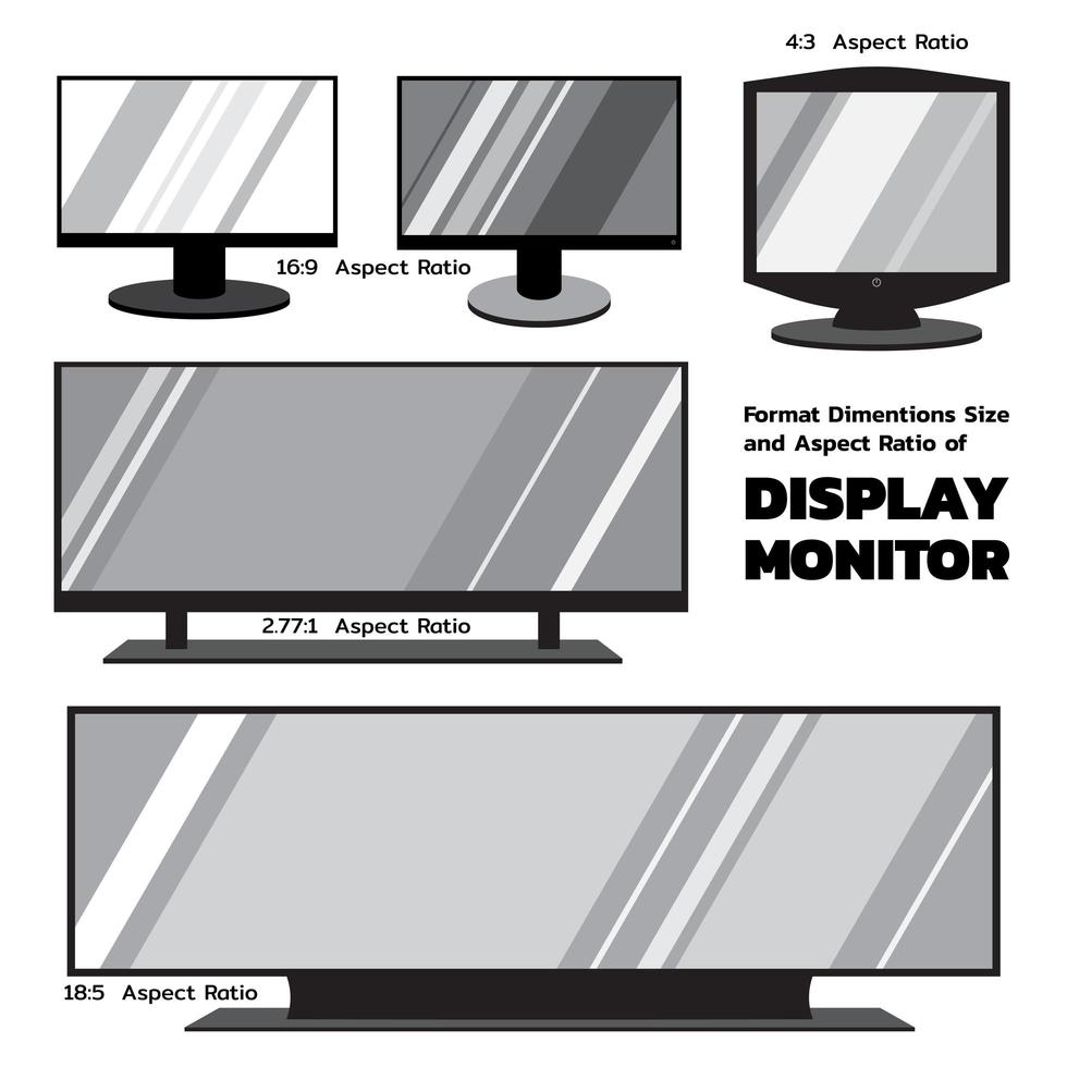 Conjunto de monitor plano 2D vector