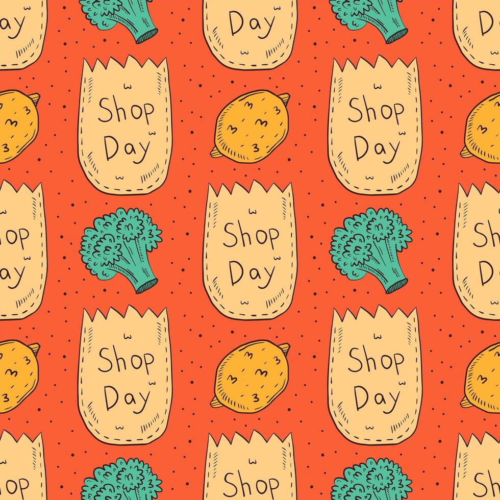 Shopping hand drawn doodle seamless pattern vector
