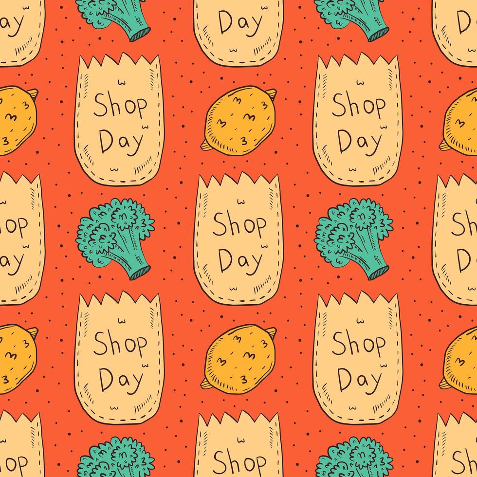 Shopping hand drawn doodle seamless pattern vector