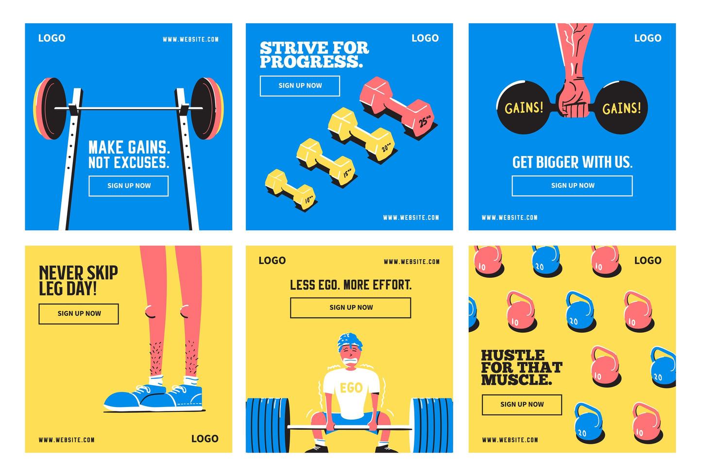 Fitness gym templates vector