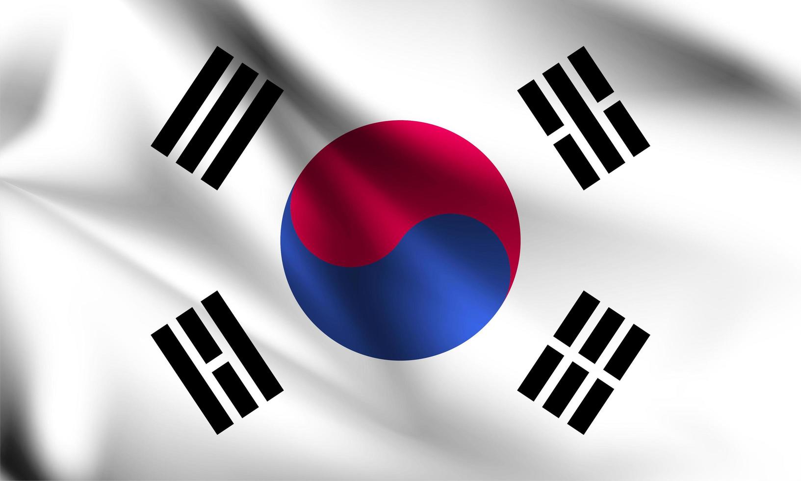 South Korea 3d flag close up  vector