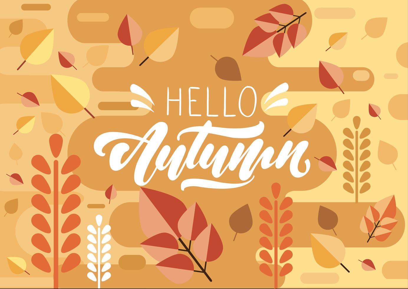 Hello autumn text in lettering on background  vector