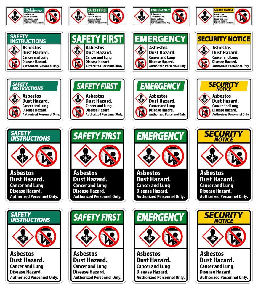 Safety Label,Asbestos Dust Hazard vector