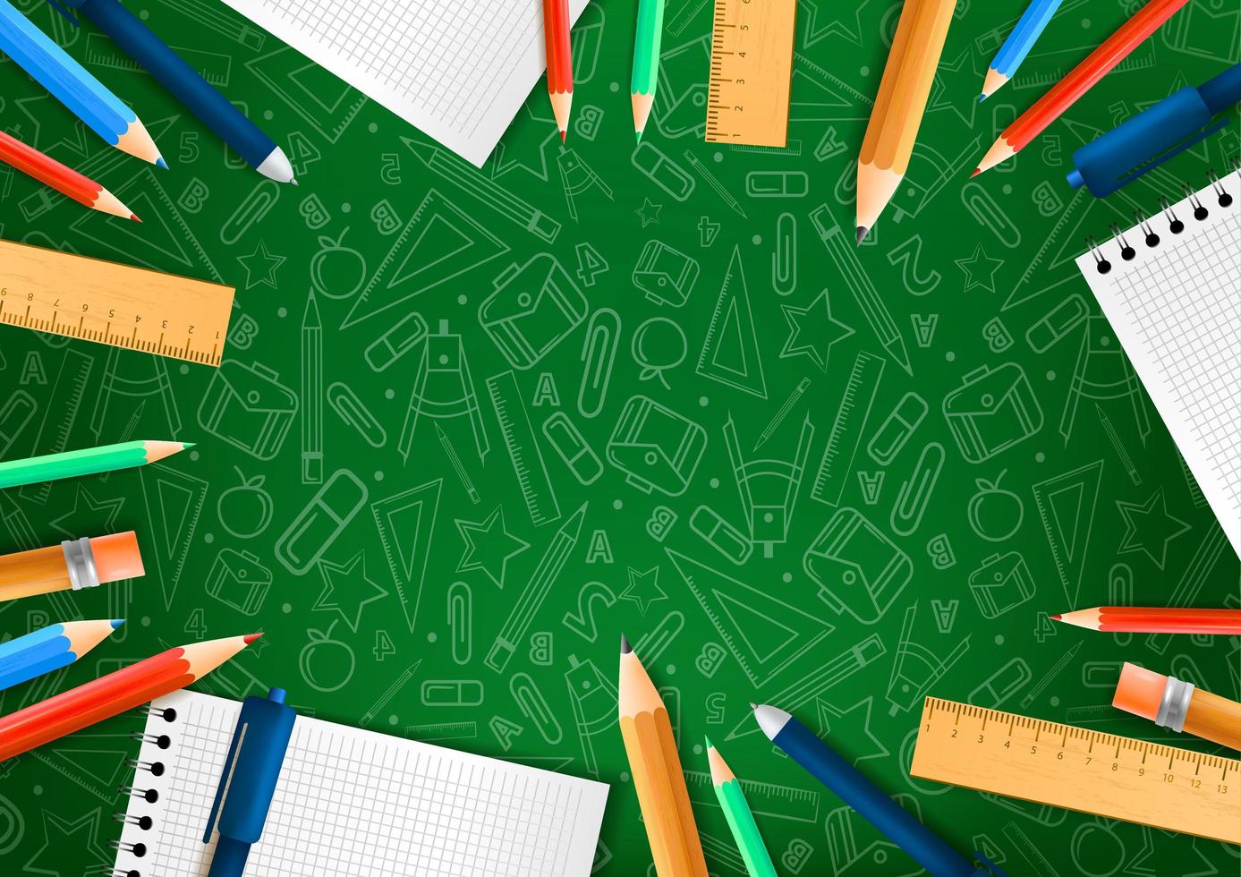 Notebooks with different pencils  vector