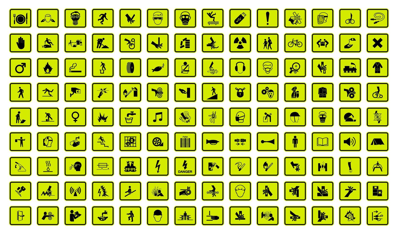 Warning Hazard Symbols labels Sign  vector