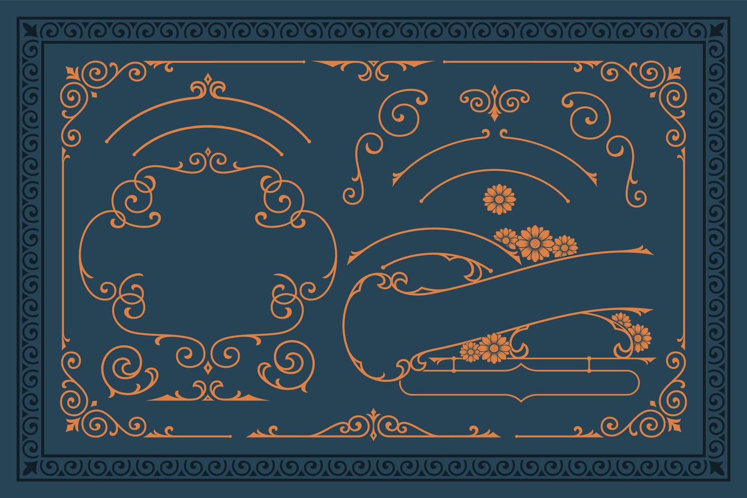 Set of vintage vector borders and design elements