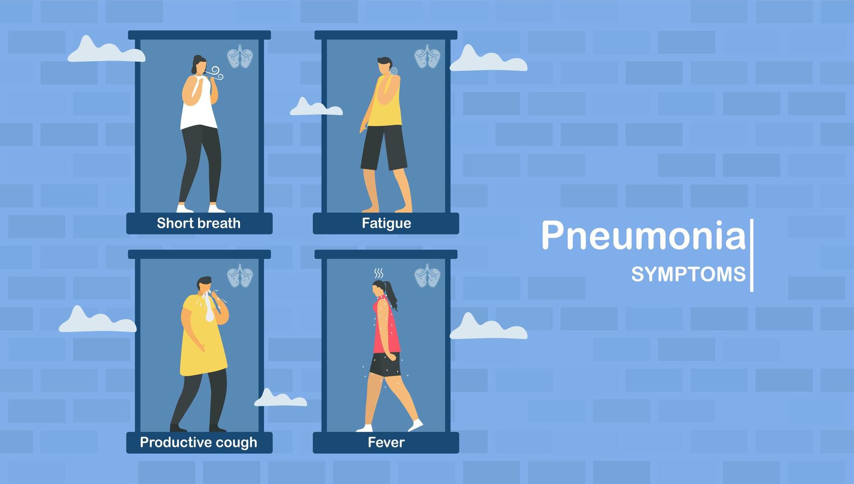 Pneumonia symptoms include short breath vector