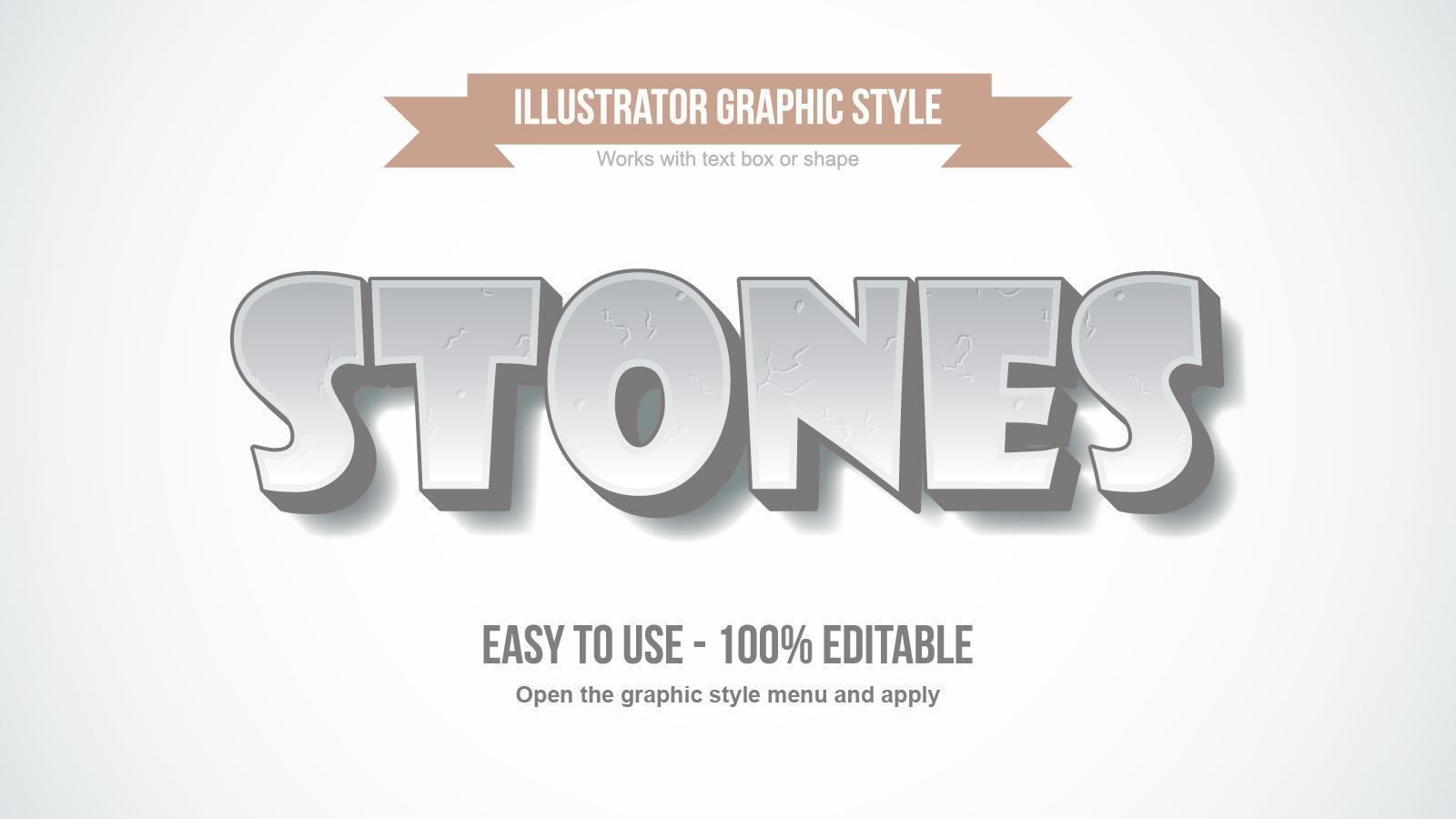 Cartoon Stone Pattern Text Effect vector