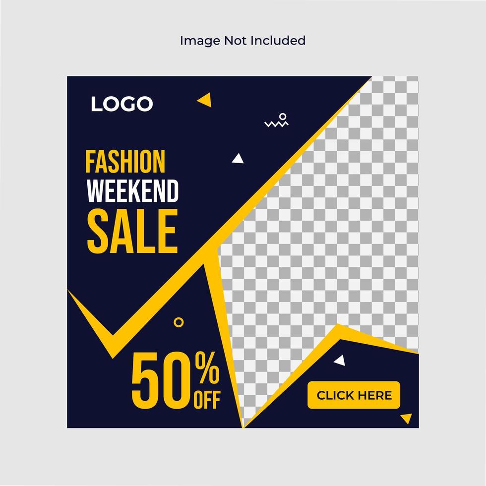 Fashion Sale Black and Yellow Social Media Template  vector