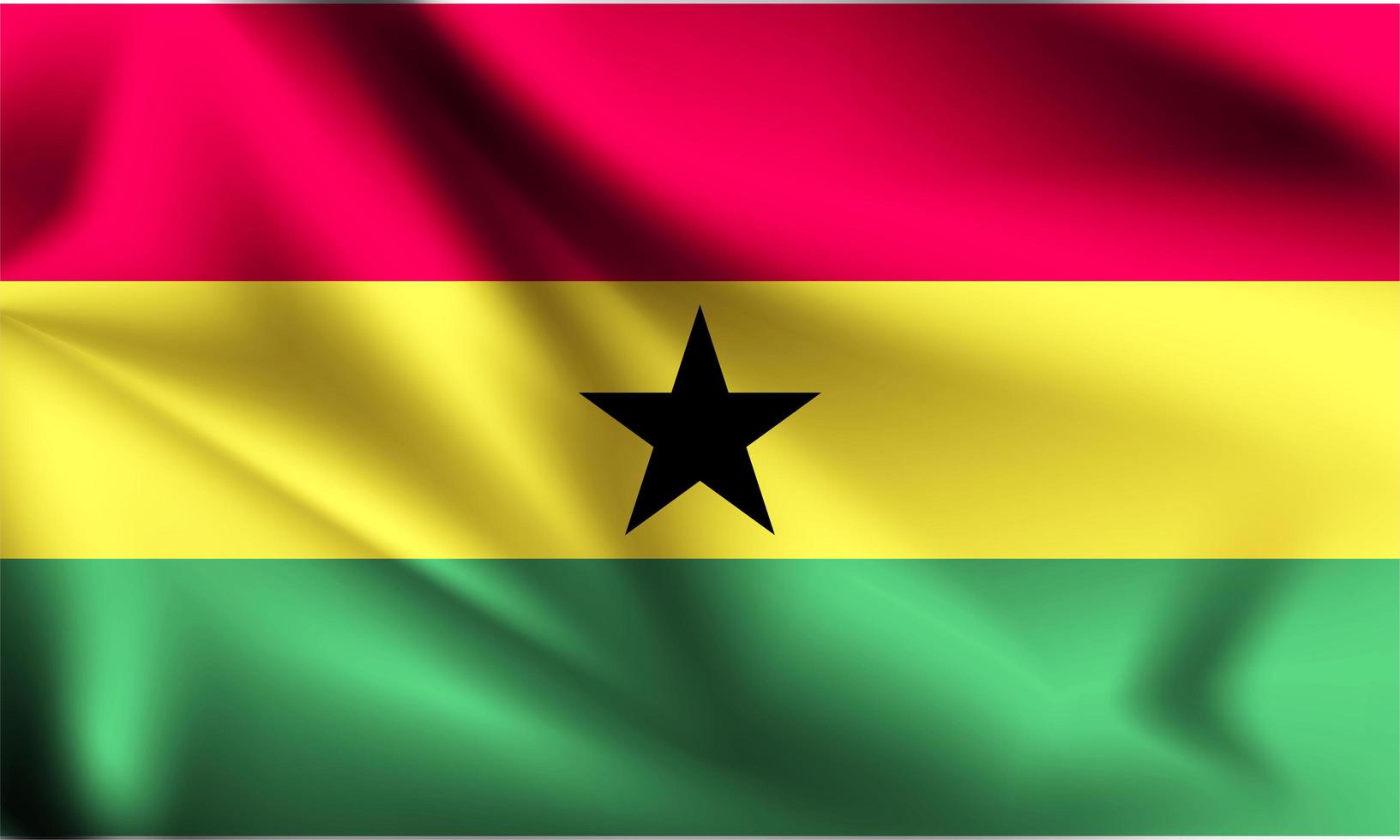 Ghana 3d flag waving  vector