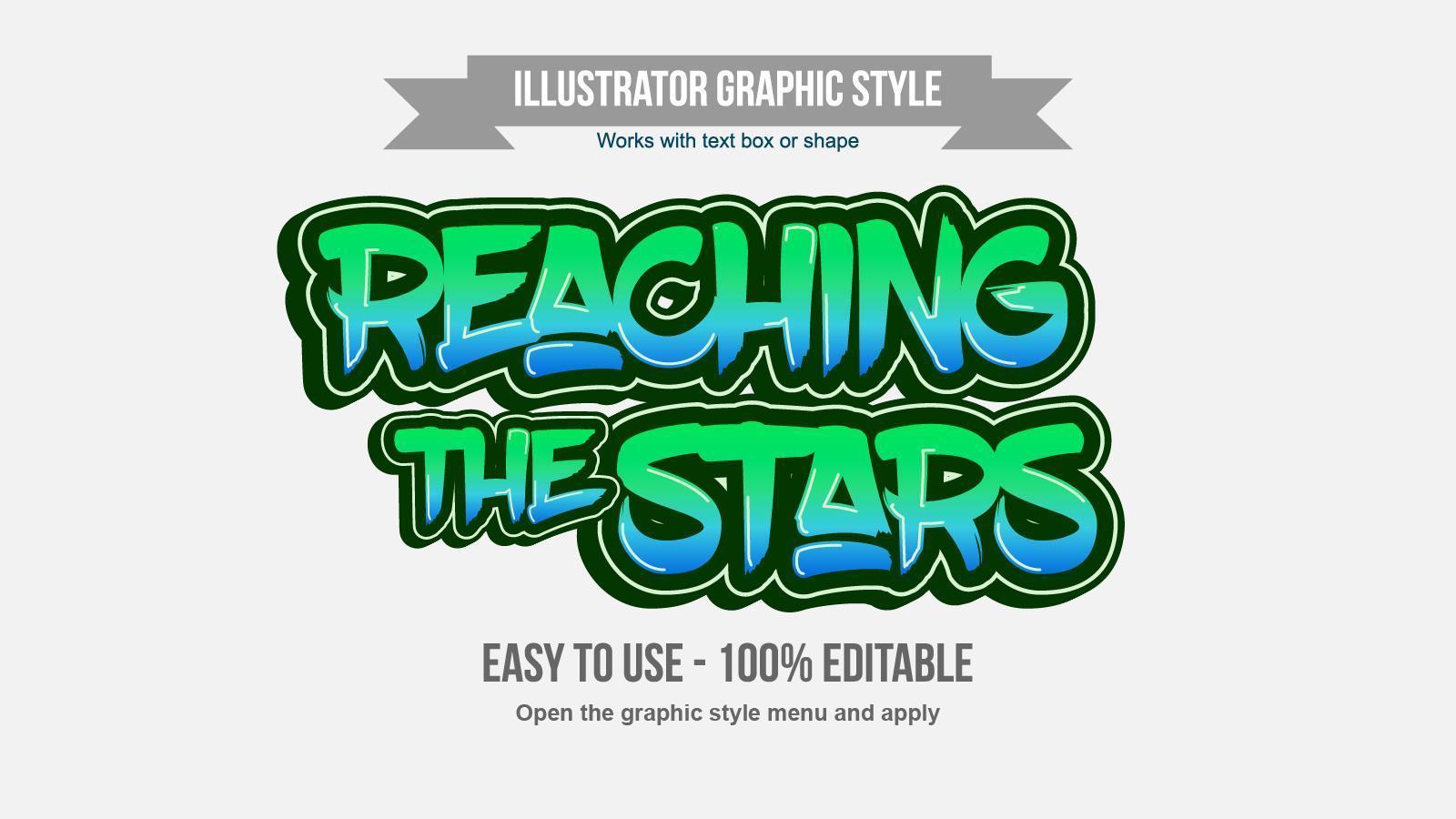 Green and Blue Bold Brush Graffiti Editable Text Style vector