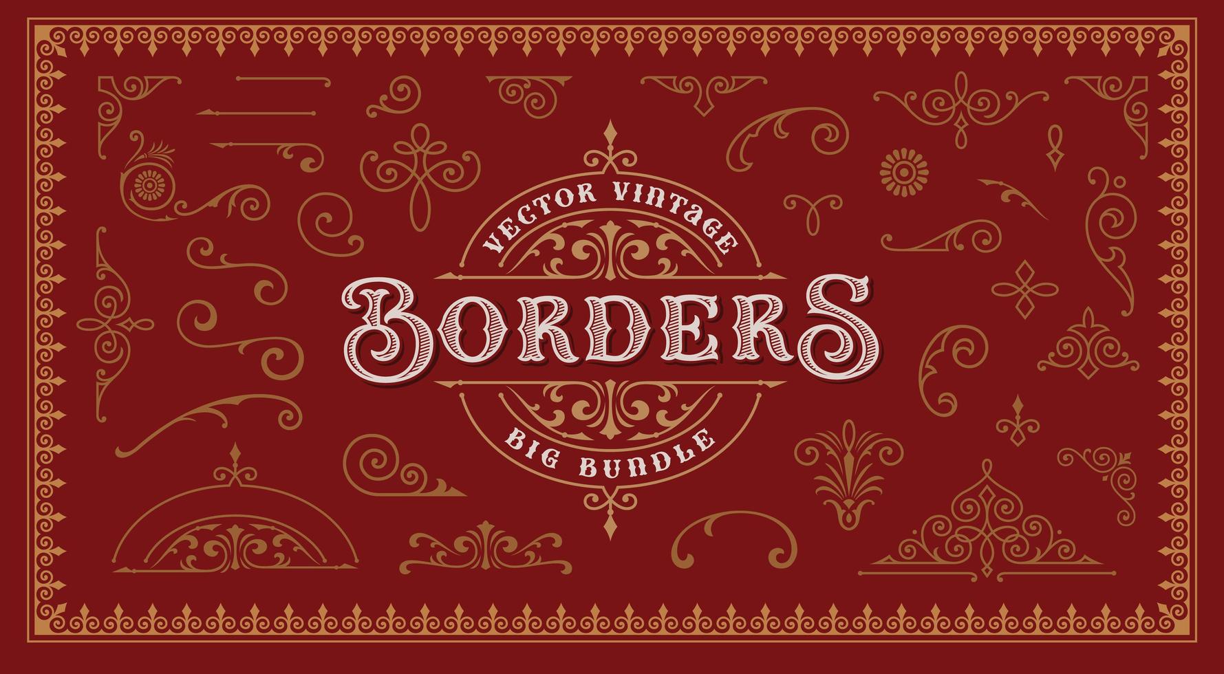 Vintage borders and design elements vector