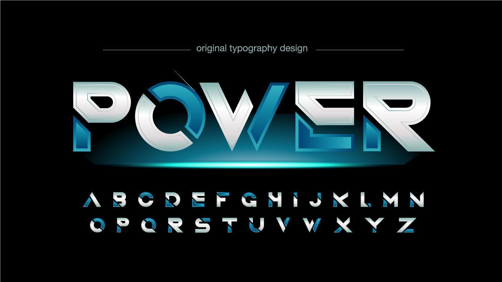 tipografía azul futurista vector