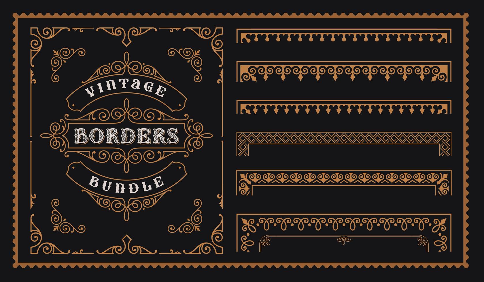 Conjunto de bordes vintage en estilo victoriano. vector