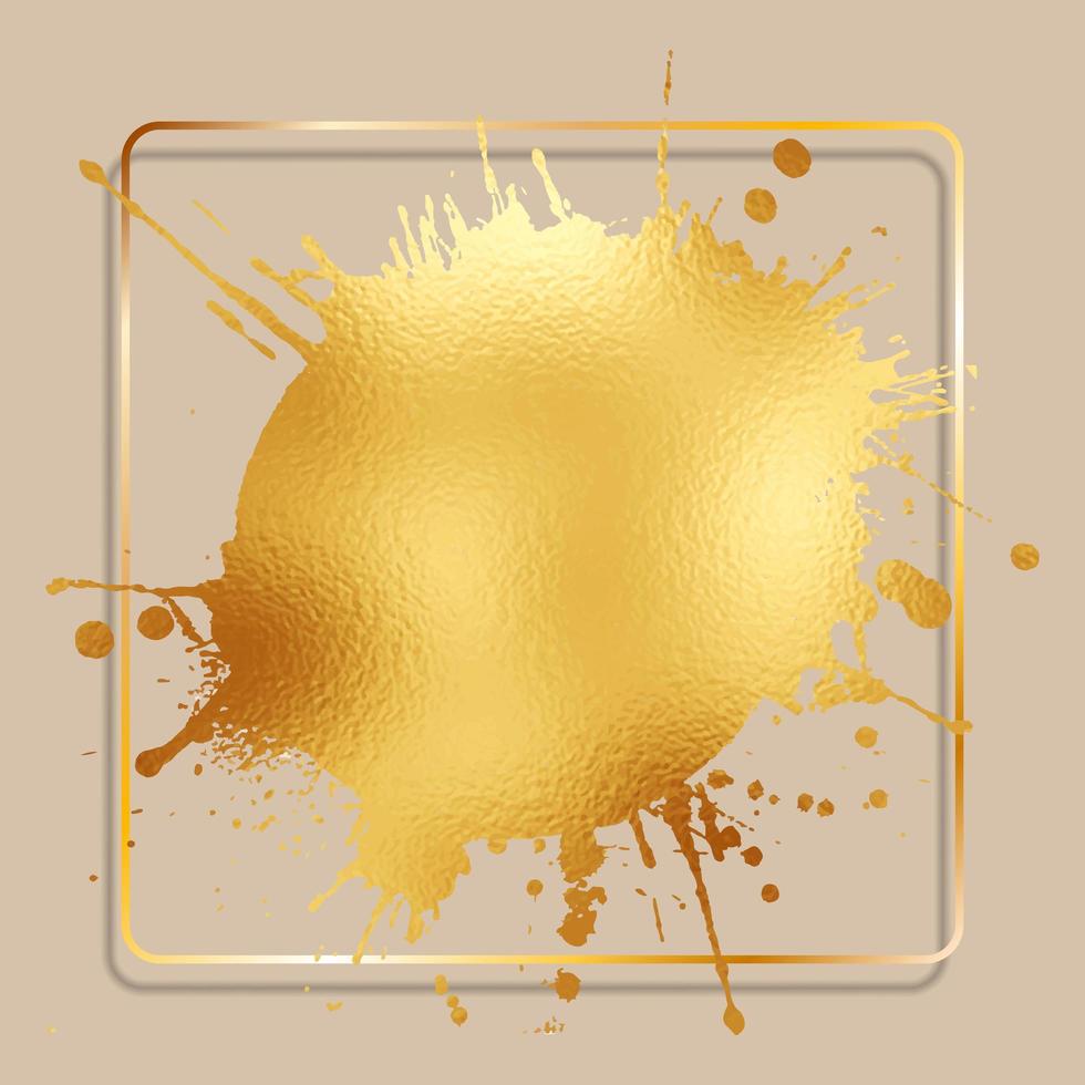 Gold foil splatter with golden frame vector