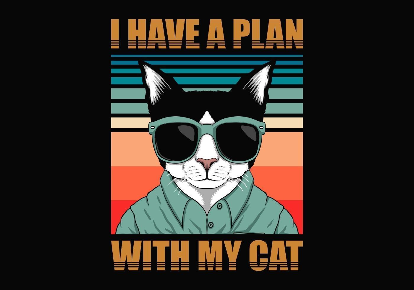 plan con gato retro vector