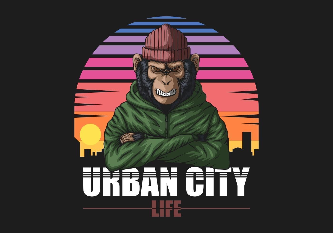 Angry Urban Monkey Sunset Circle vector