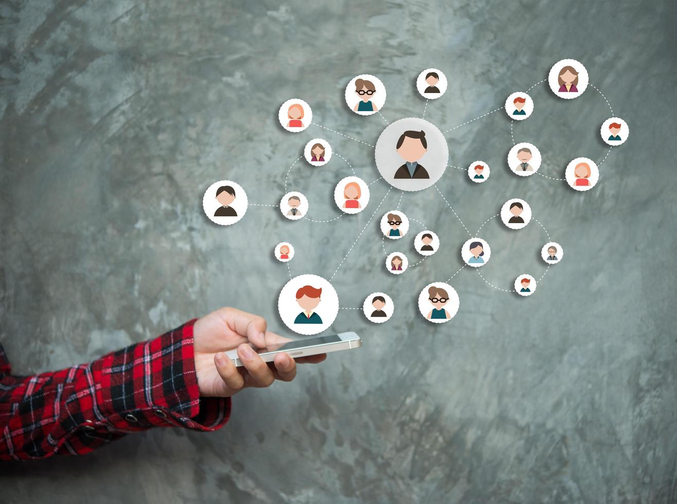 Woman's hand shows social network photo