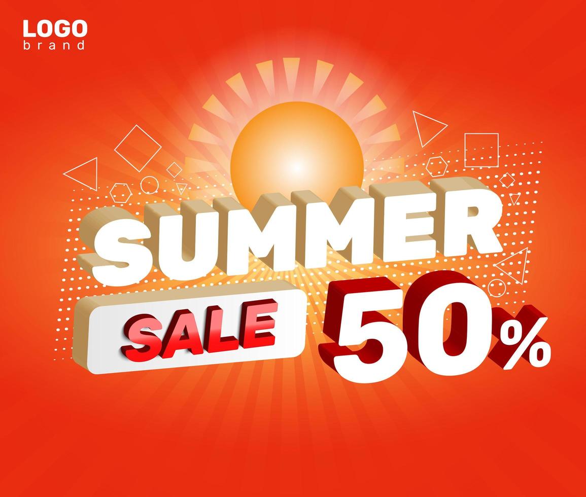 Summer Sale Percent Social Post with Sun vector