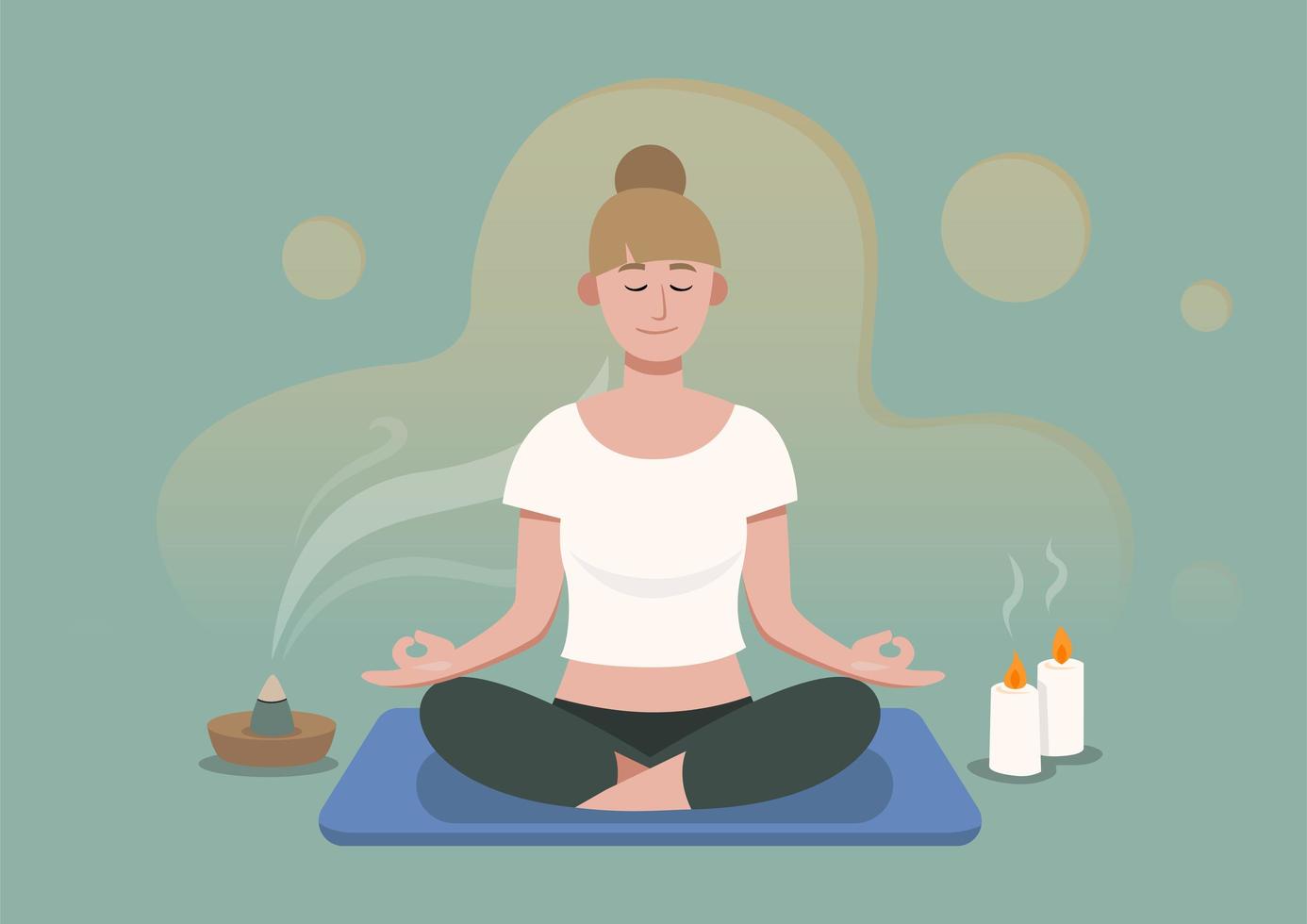 Woman sitting in the lotus position vector