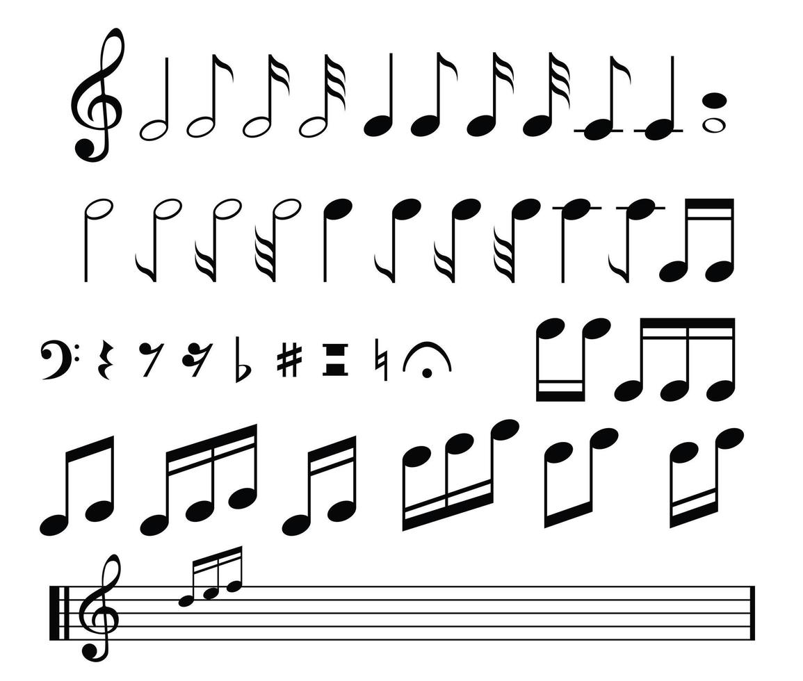 colección de notas musicales en blanco vector