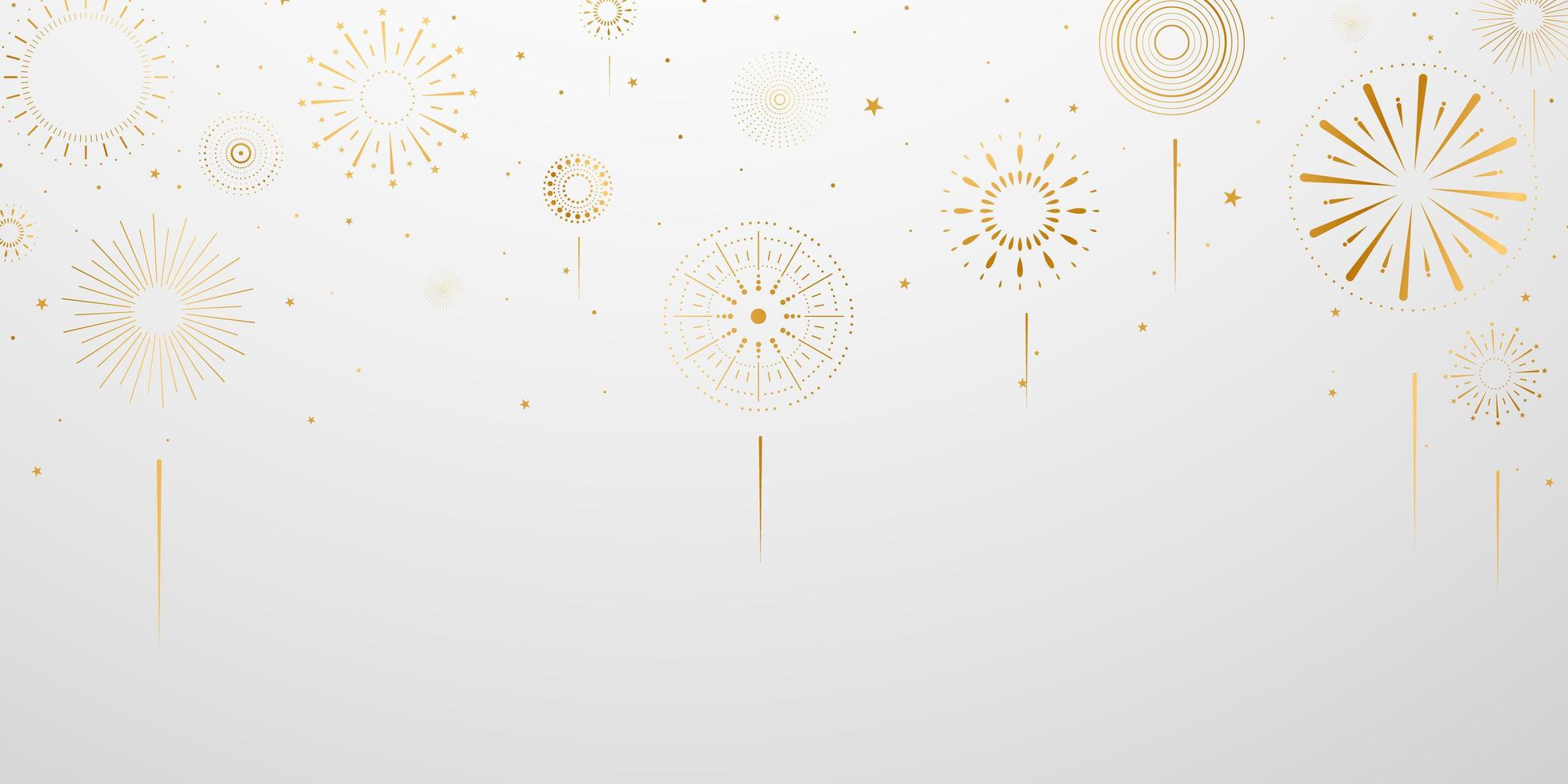 Golden fireworks on gray gradient vector