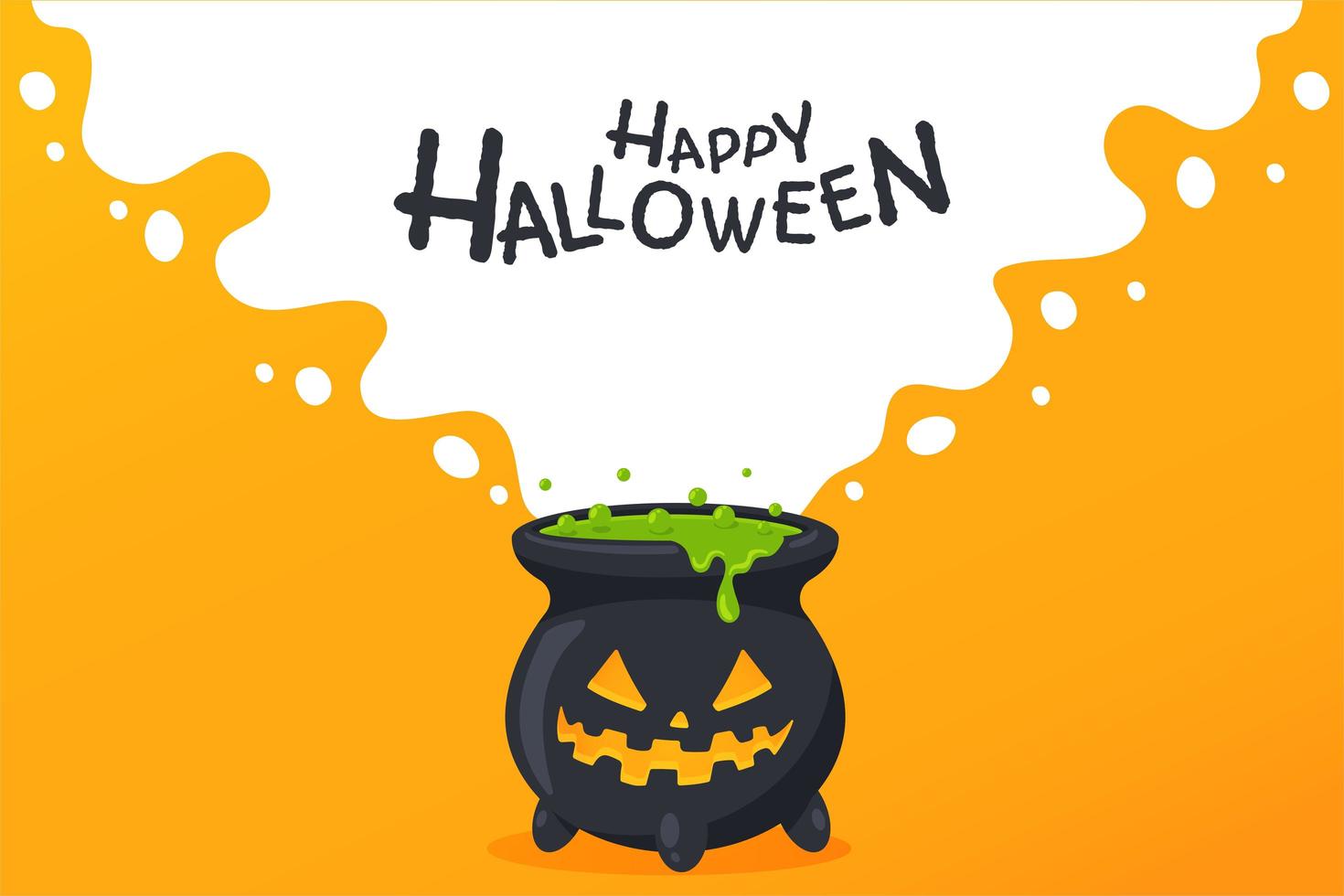 Halloween cauldron with jack-o-lantern face vector