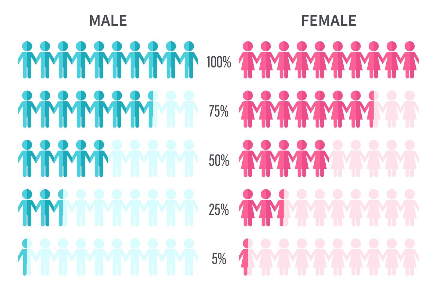 gráfico de encuesta que muestra estadísticas de hombres y mujeres vector