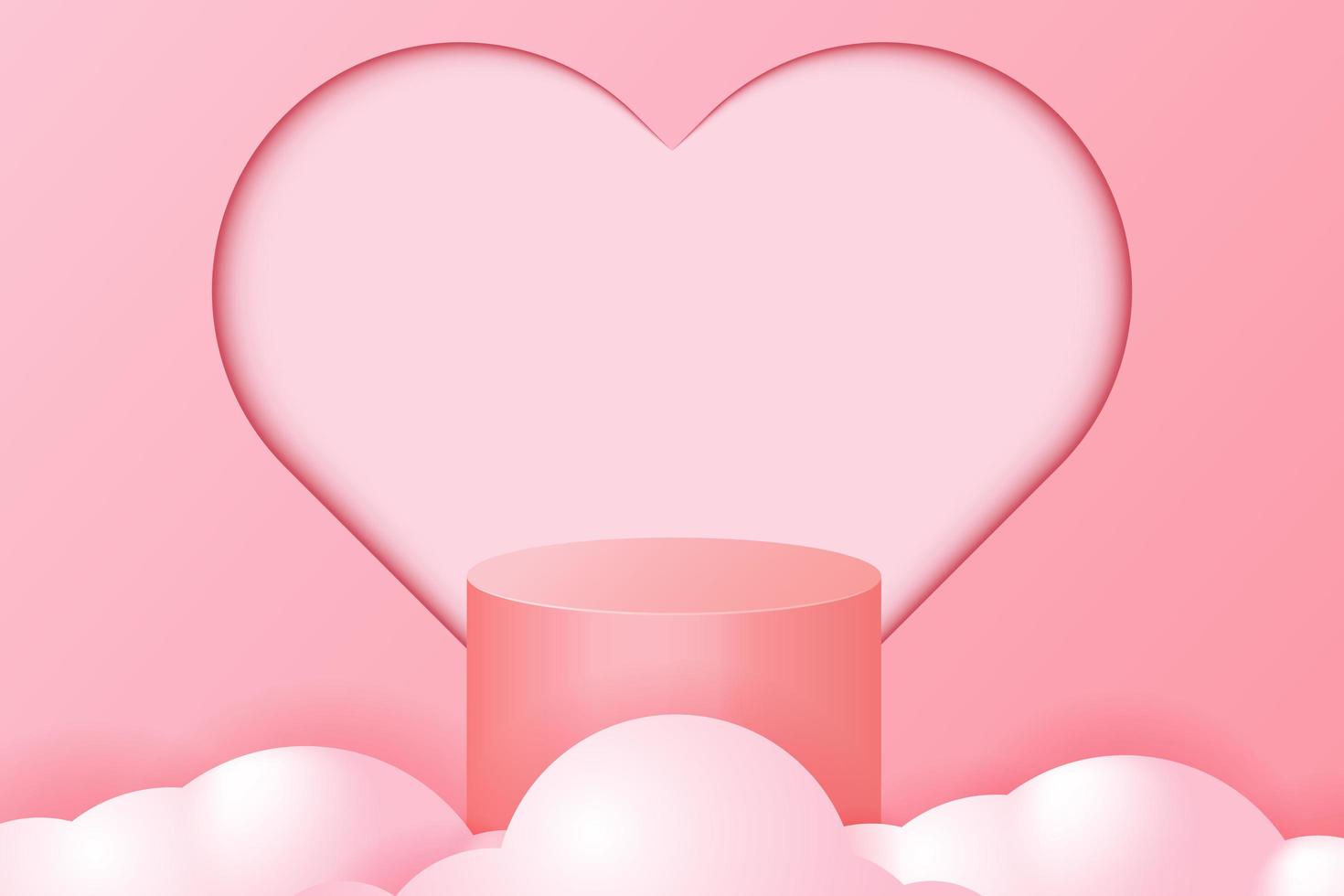 3d cilindro vacío rosa con corazón vector