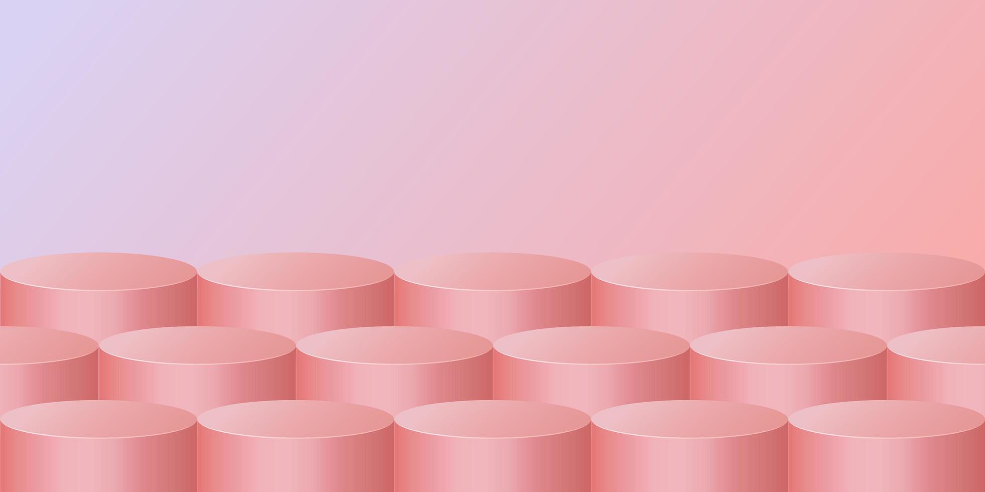 Pastel pink 3d cylinder design vector