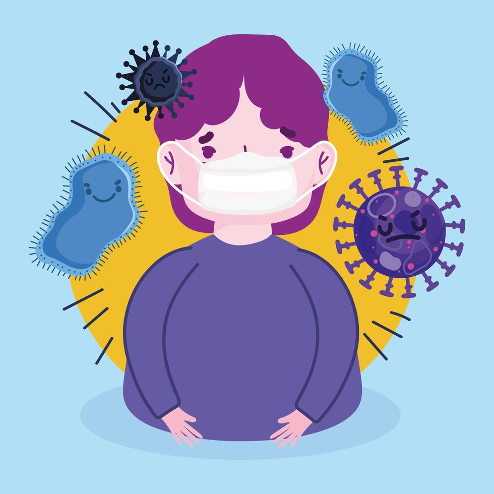 Covid 19 pandemic poster design with virus elements vector