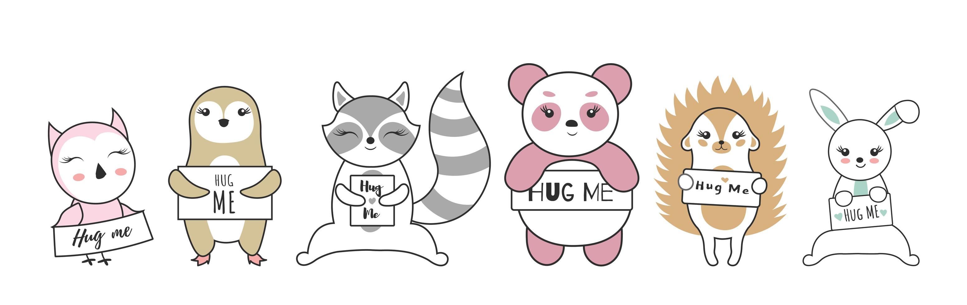 Cute baby animals ready for a hug vector