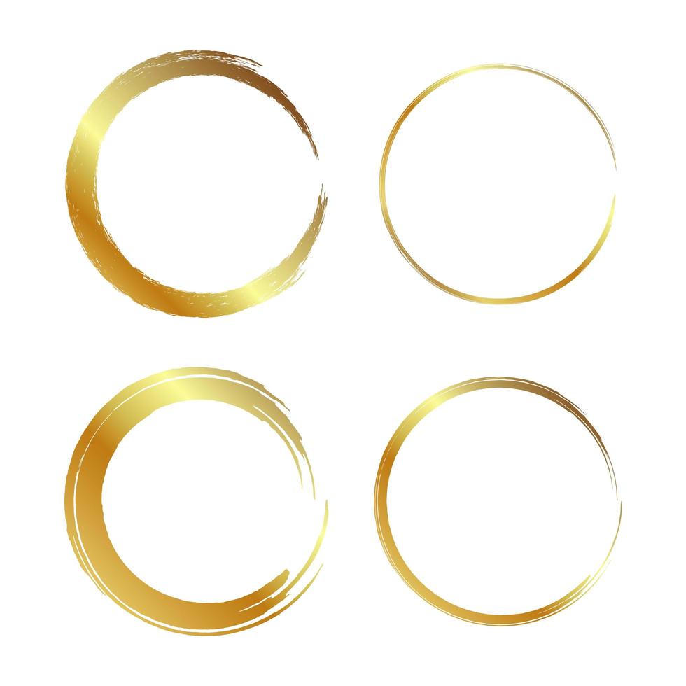 Golden circle brush stroke frame vector