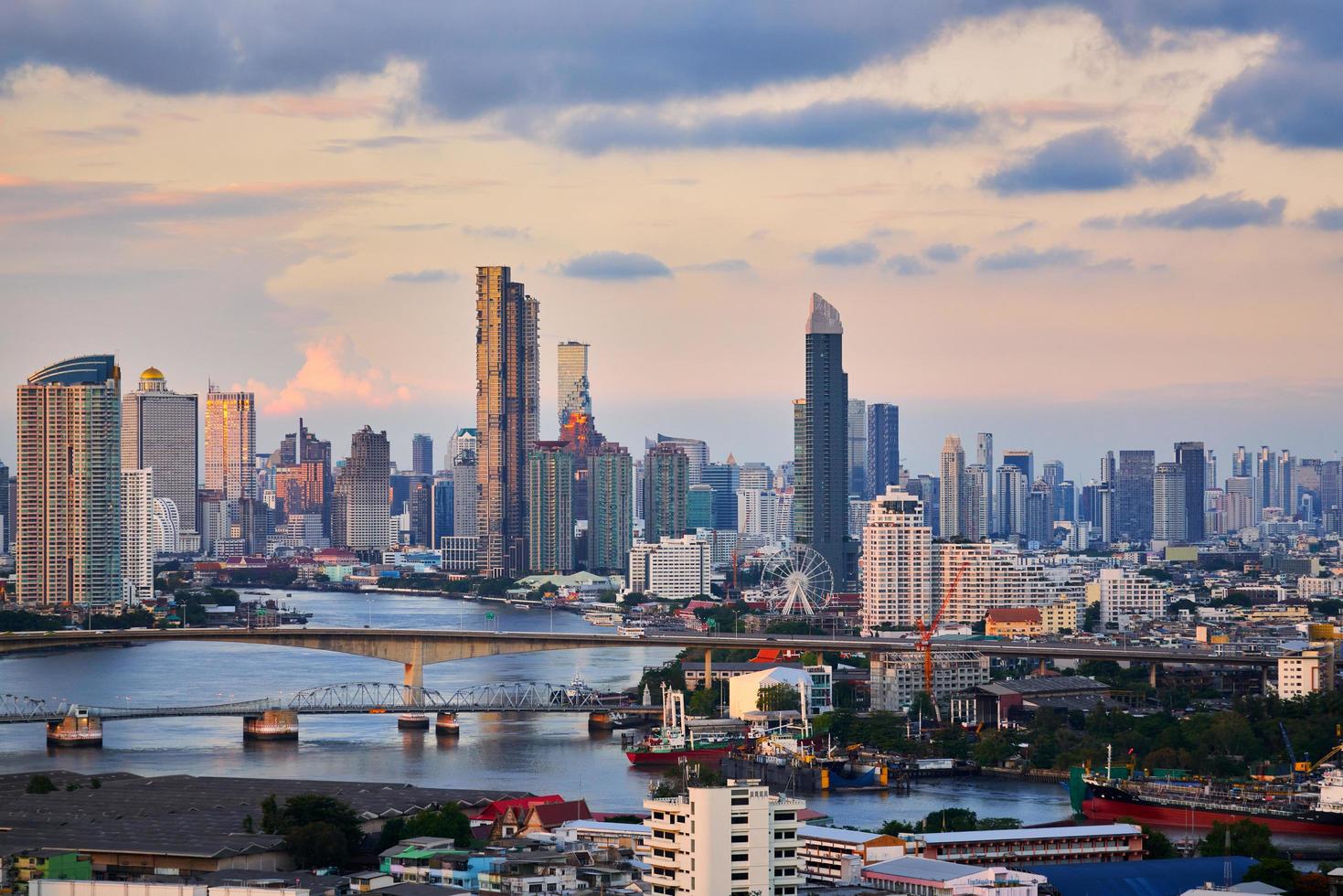 Bangkok skyline at sunset photo