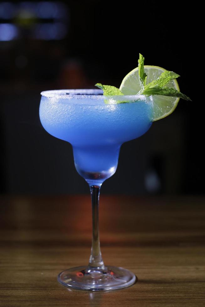 Blue margarita with lemon photo