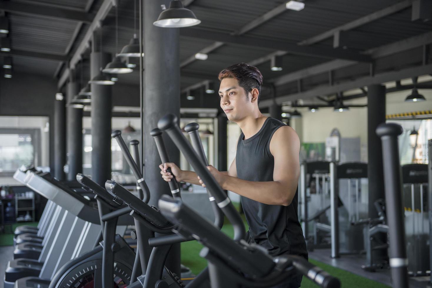 Man running on a treadmill photo