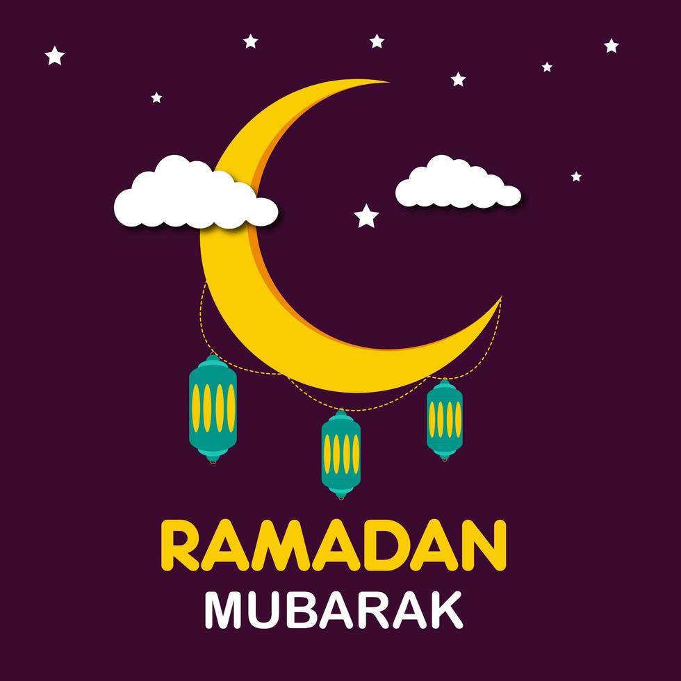 Ramadan Mubarak Card for Muslim or Islamic Card Design 1229618 Vector