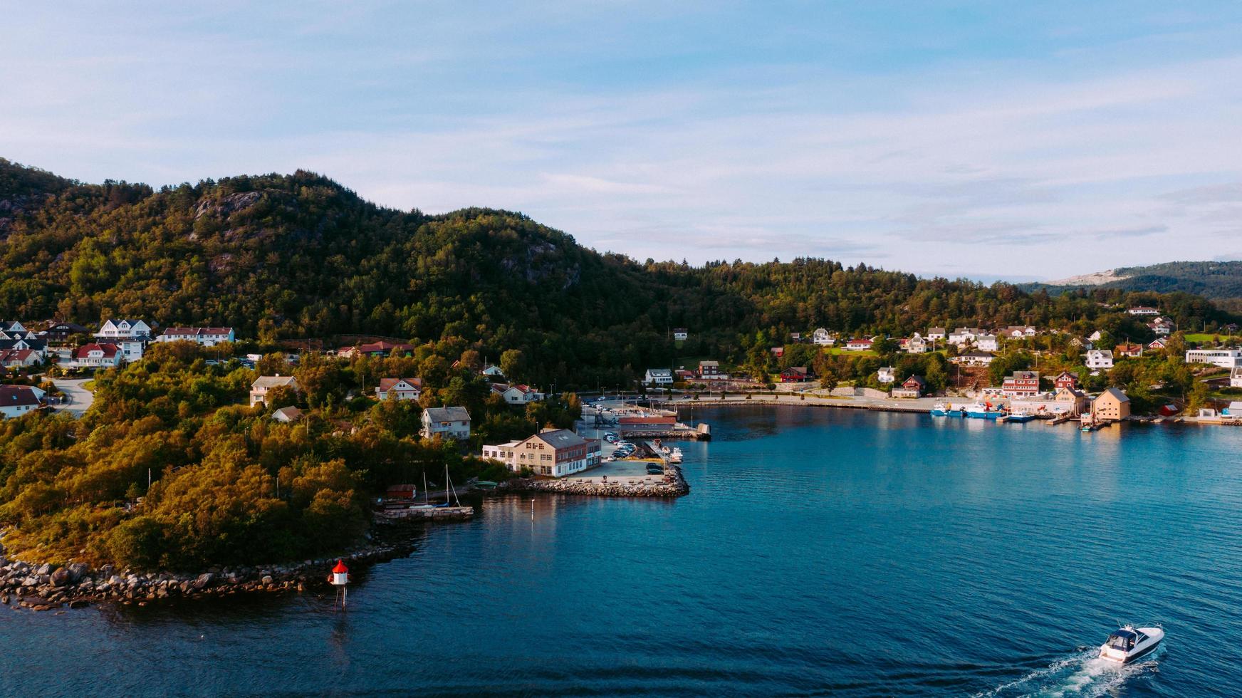 Seascape of small coastal town photo