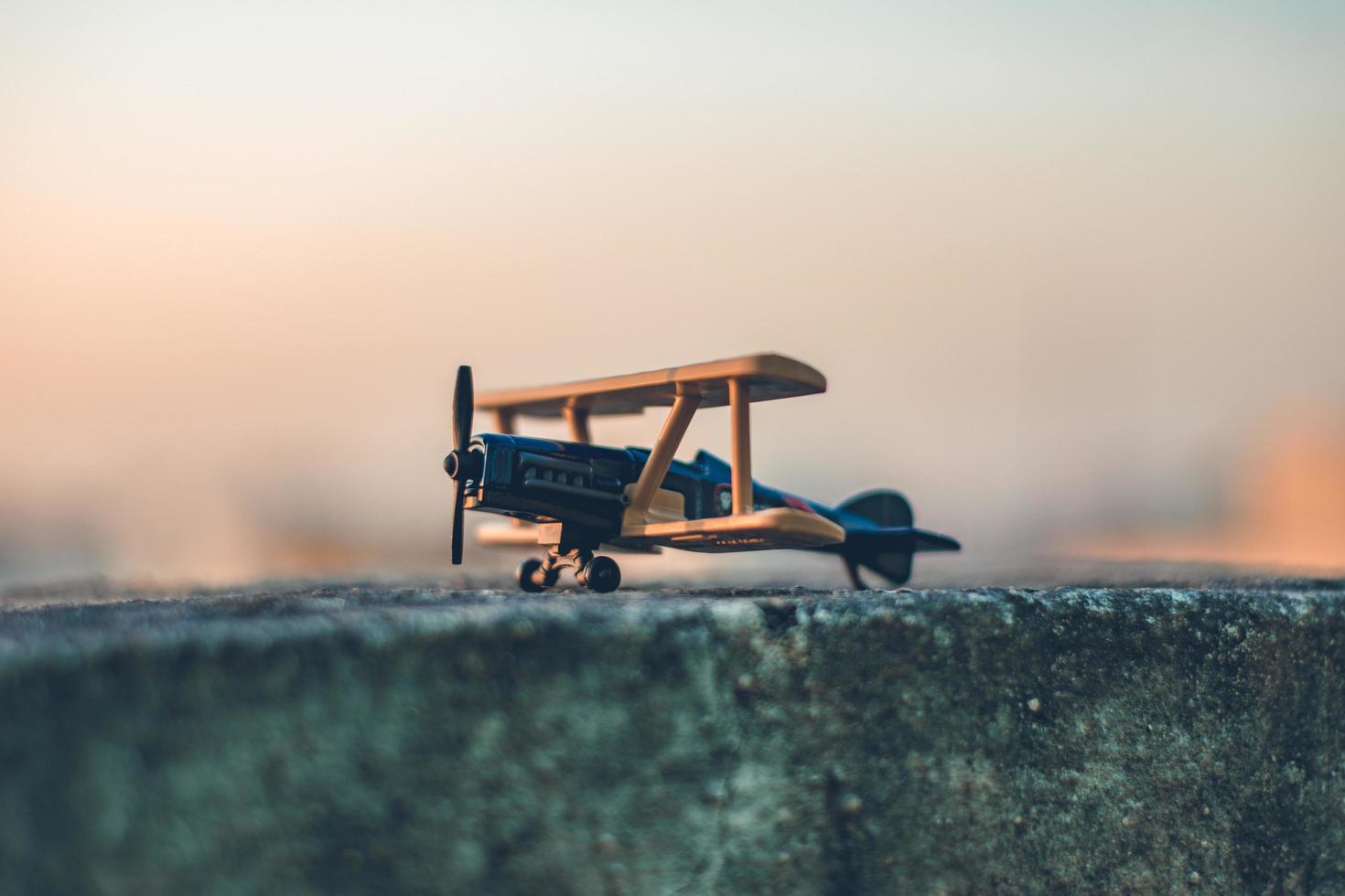 Close-up of wooden model airplane photo