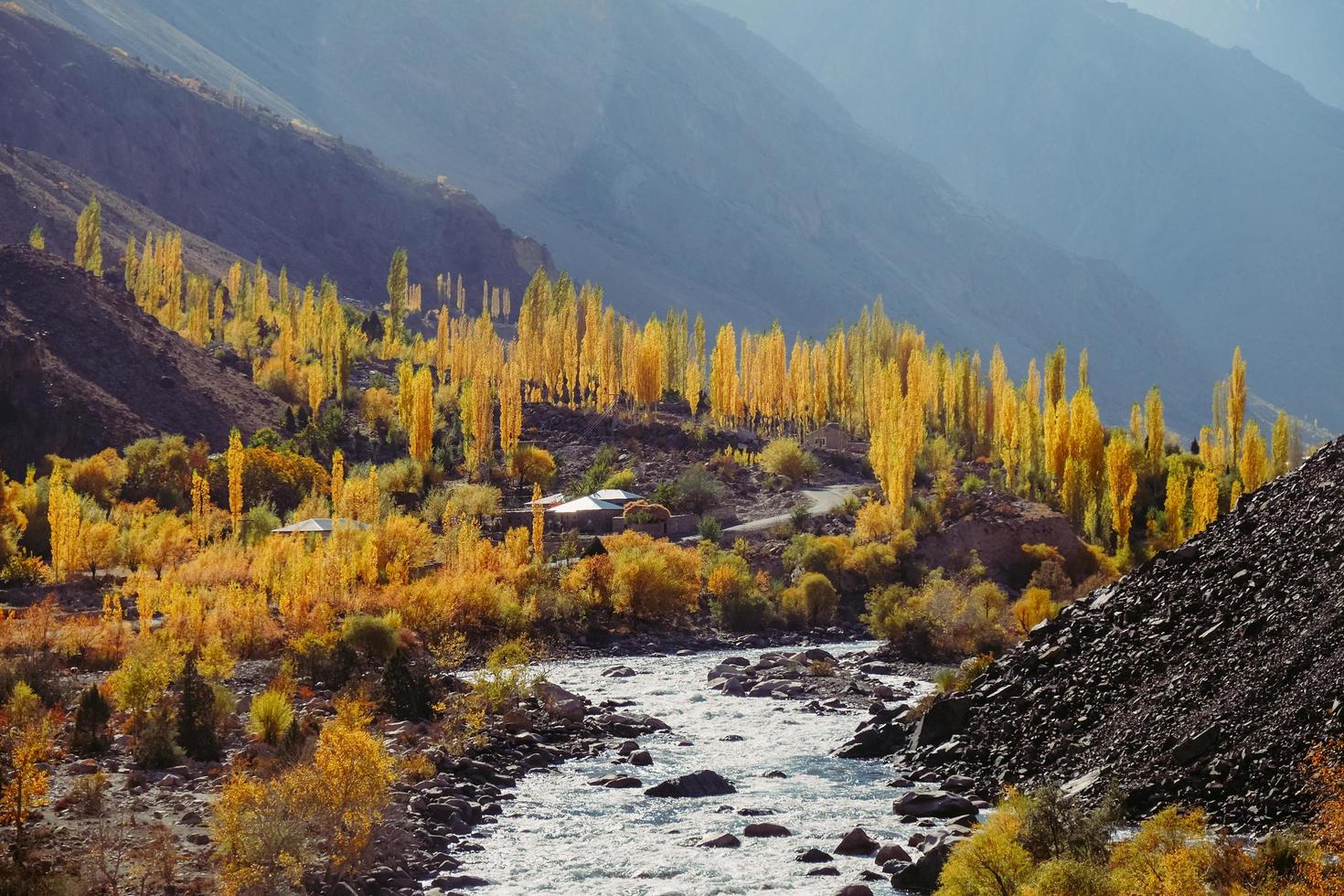 Autumn season in Hindu Kush Mountain range, Pakistan photo