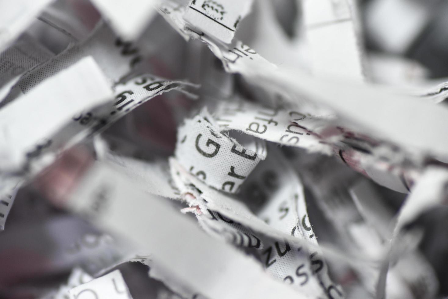 Shredded documents close up photo