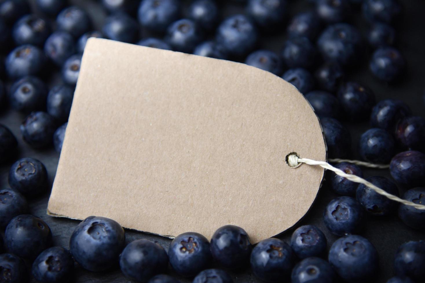  Blueberry background with place holder label photo