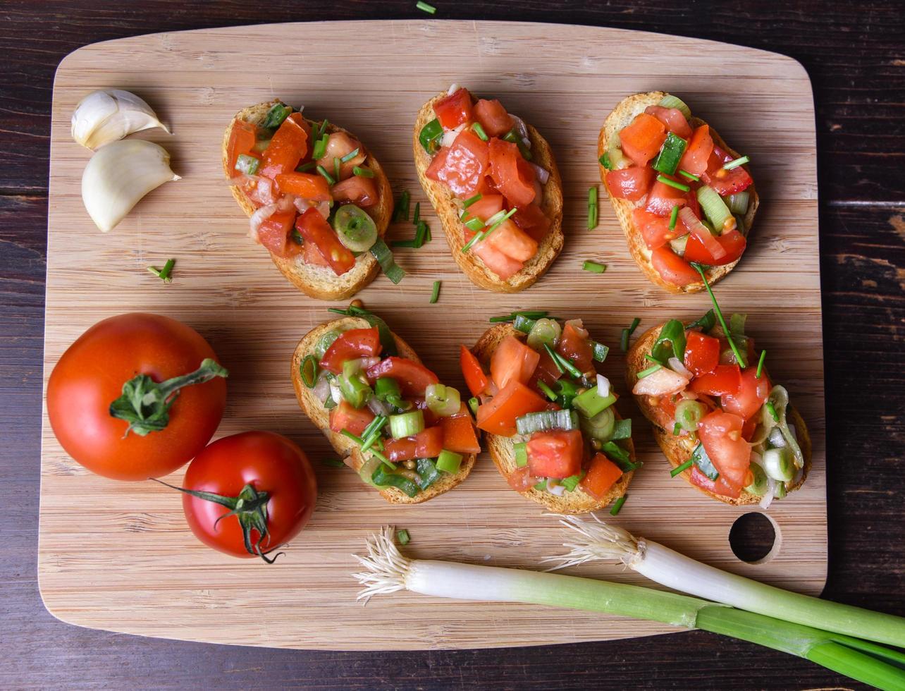 Delicious Italian vegetarian bruschetta photo