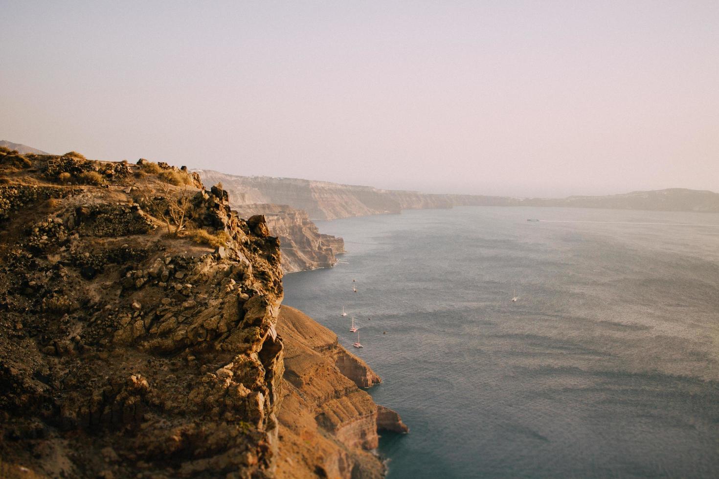 Scenic view of the ocean near cliffs photo