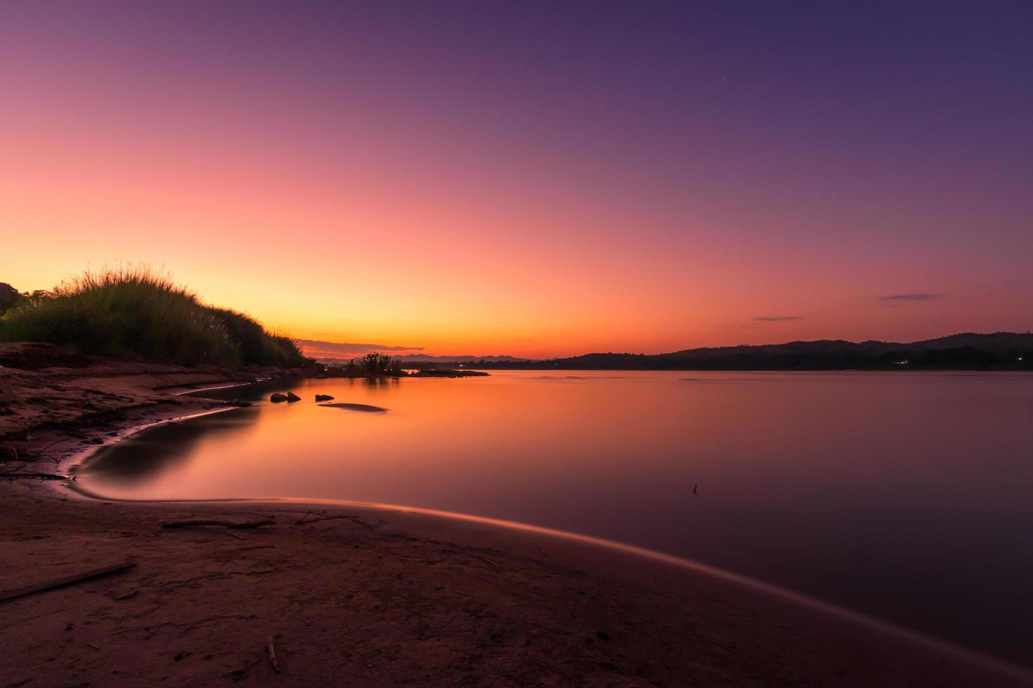 Mekong River at evening sunset  photo